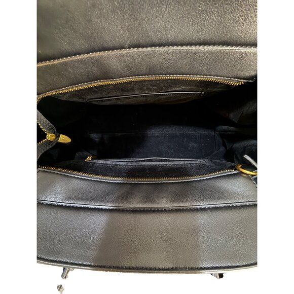 Coach Inspired Black Leather Handbag With Detachable Strap &‎ Gold Hardware - Picture 11 of 14